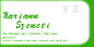 mariann szemeti business card